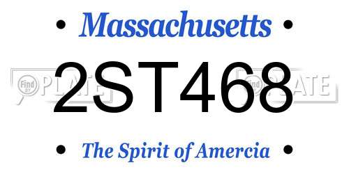 2ST468 Massachusetts License Plate