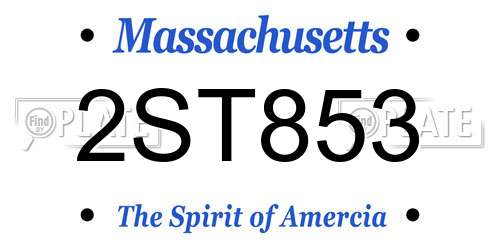 2ST853 Massachusetts License Plate