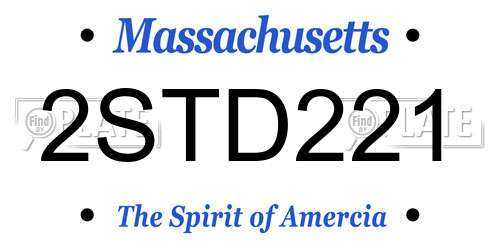 2STD221 Massachusetts License Plate