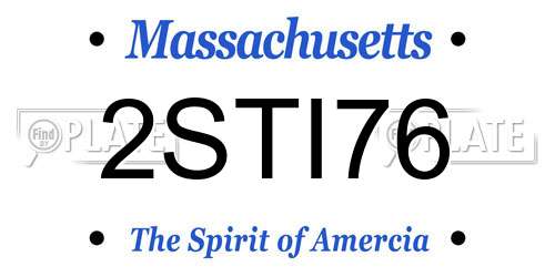 2STI76 Massachusetts License Plate