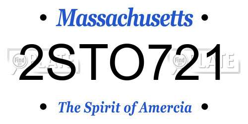 2STO721 Massachusetts License Plate