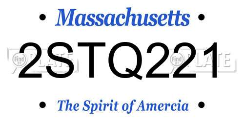 2STQ221 Massachusetts License Plate