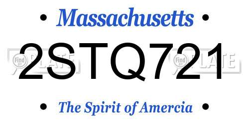 2STQ721 Massachusetts License Plate