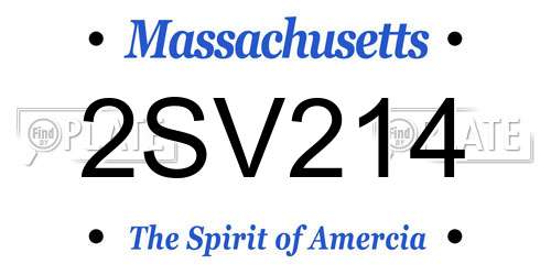 2SV214 Massachusetts License Plate
