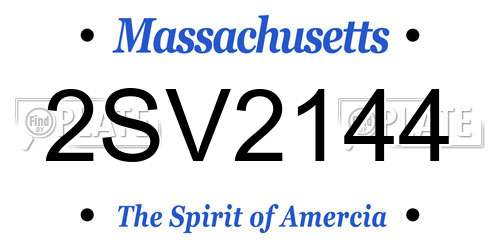 2SV2144 Massachusetts License Plate