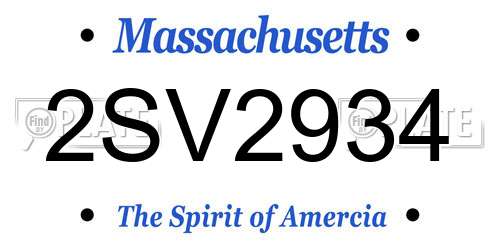 2SV2934 Massachusetts License Plate