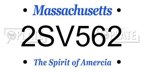 2SV562 Massachusetts License Plate