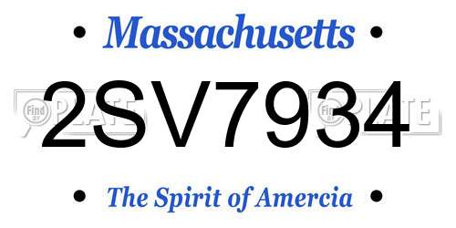 2SV7934 Massachusetts License Plate