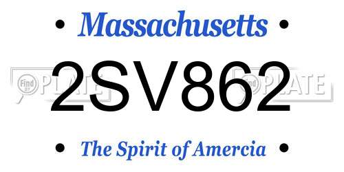 2SV862 Massachusetts License Plate