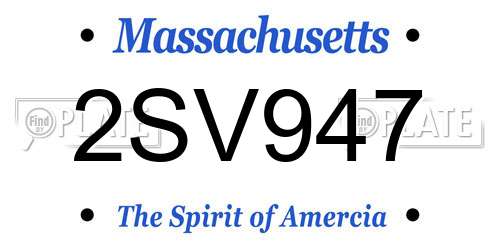 2SV947 Massachusetts License Plate