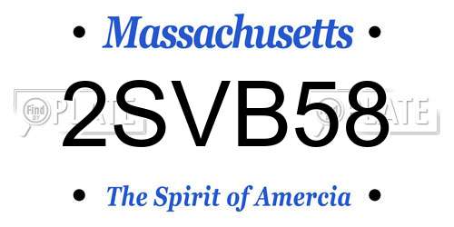2SVB58 Massachusetts License Plate