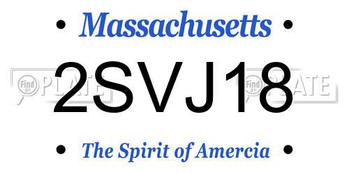 2SVJ18 Massachusetts License Plate