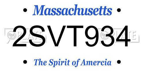 2SVT934 Massachusetts License Plate