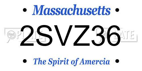 2SVZ36 Massachusetts License Plate
