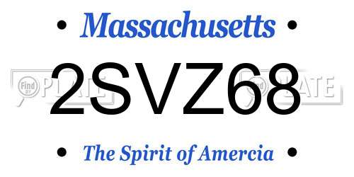 2SVZ68 Massachusetts License Plate