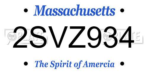 2SVZ934 Massachusetts License Plate