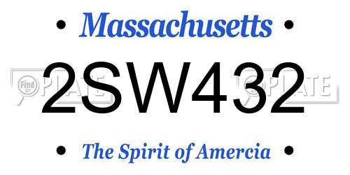 2SW432 Massachusetts License Plate