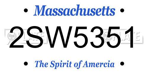 2SW5351 Massachusetts License Plate