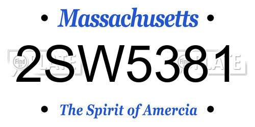 2SW5381 Massachusetts License Plate