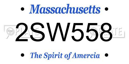 2SW558 Massachusetts License Plate