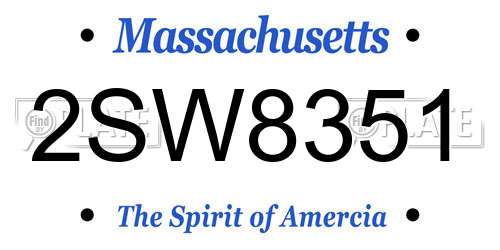 2SW8351 Massachusetts License Plate