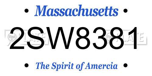2SW8381 Massachusetts License Plate