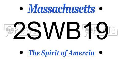 2SWB19 Massachusetts License Plate