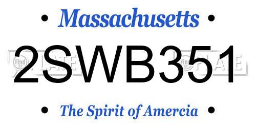 2SWB351 Massachusetts License Plate