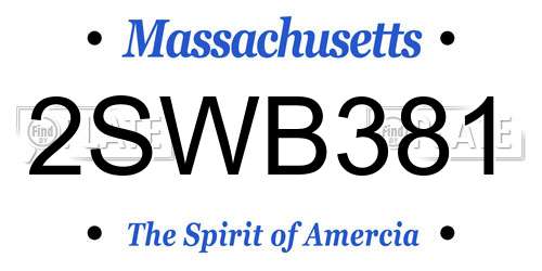 2SWB381 Massachusetts License Plate