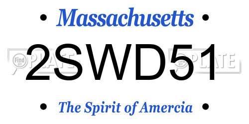 2SWD51 Massachusetts License Plate
