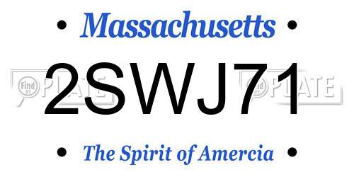 2SWJ71 Massachusetts License Plate