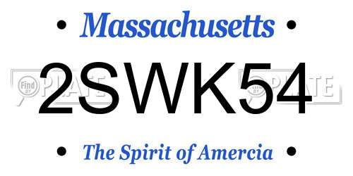 2SWK54 Massachusetts License Plate