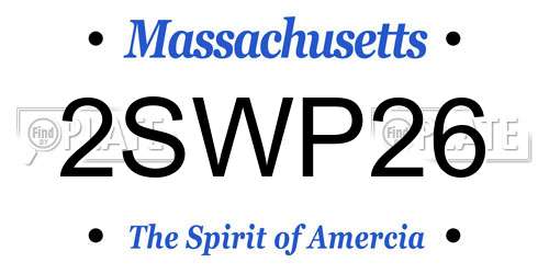 2SWP26 Massachusetts License Plate