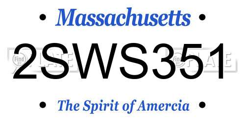 2SWS351 Massachusetts License Plate