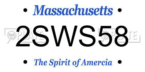 2SWS58 Massachusetts License Plate