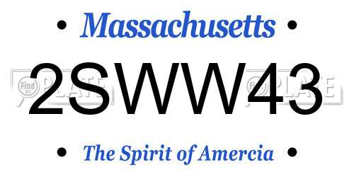 2SWW43 Massachusetts License Plate