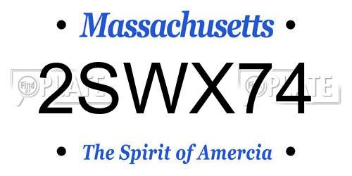 2SWX74 Massachusetts License Plate