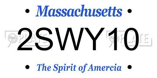 2SWY10 Massachusetts License Plate