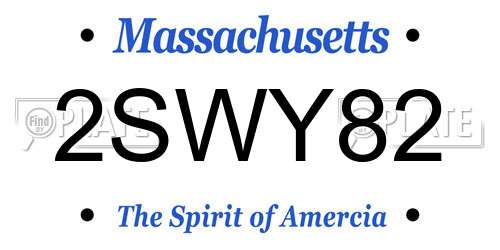 2SWY82 Massachusetts License Plate