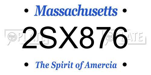2SX876 Massachusetts License Plate