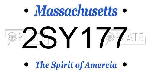 2SY177 Massachusetts License Plate