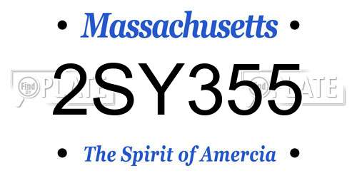 2SY355 Massachusetts License Plate