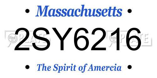 2SY6216 Massachusetts License Plate