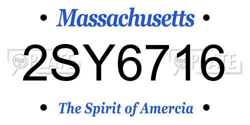 2SY6716 Massachusetts License Plate