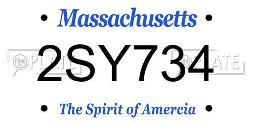 2SY734 Massachusetts License Plate