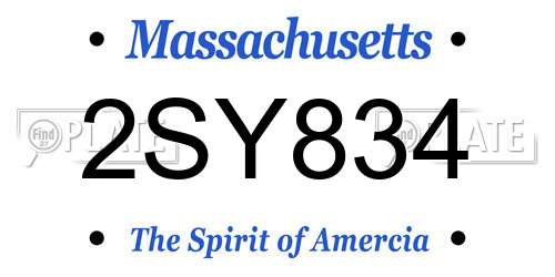 2SY834 Massachusetts License Plate