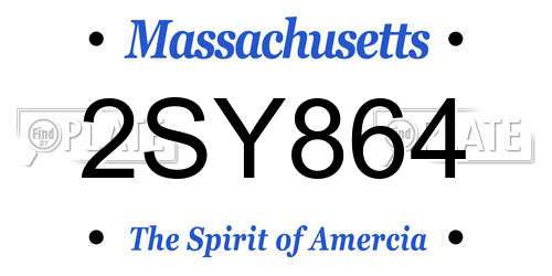 2SY864 Massachusetts License Plate