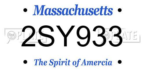 2SY933 Massachusetts License Plate