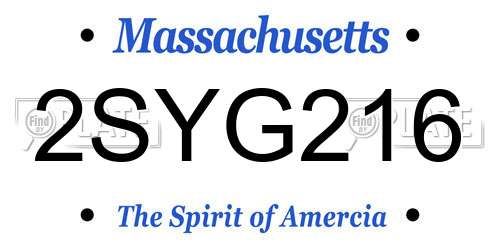 2SYG216 Massachusetts License Plate
