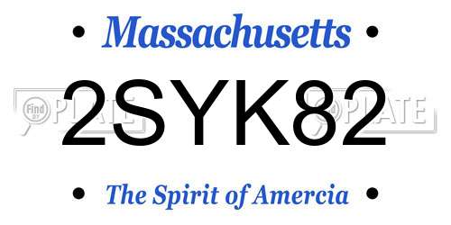 2SYK82 Massachusetts License Plate